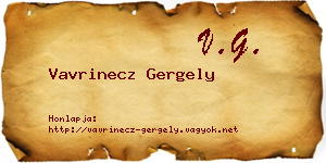 Vavrinecz Gergely névjegykártya
